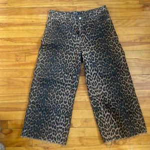 Zara TRF Leopard Wide Leg Jeans
